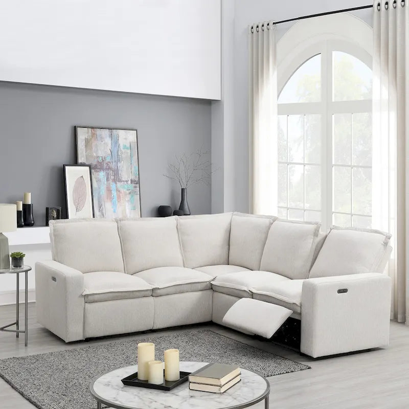 Power Recliner Chair Home Theater Seating Soft Chair with USB Port for Living Room, Bedroom, Theater room, Beige
