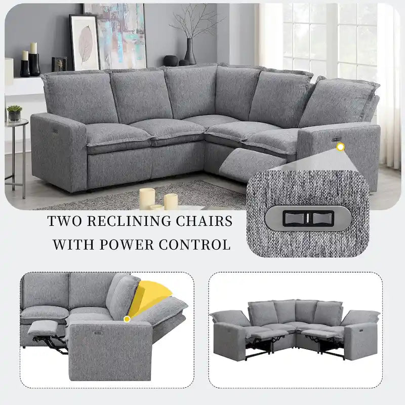 Power Recliner Chair Home Theater Seating Soft Chair with USB Port for Living Room, Bedroom, Theater room, Beige