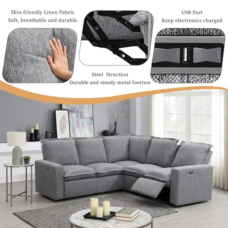 Power Recliner Chair Home Theater Seating Soft Chair with USB Port for Living Room, Bedroom, Theater room, Beige