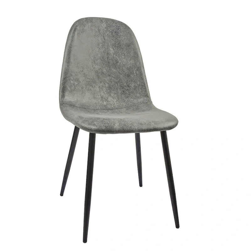 4 Dining Chairs with Spoon Shaped Seats and Black Metal Legs
