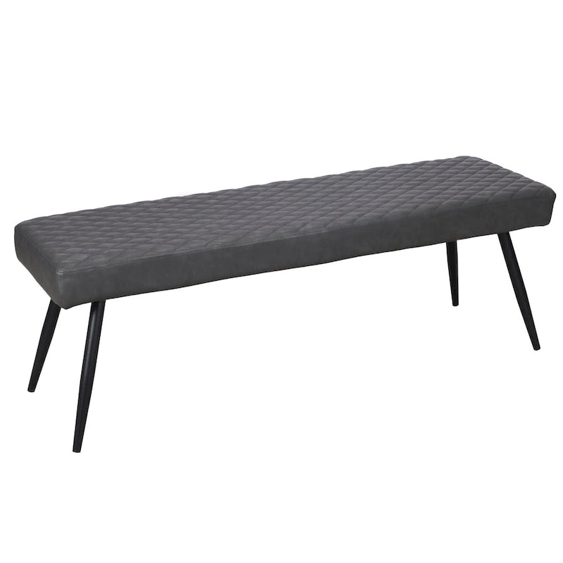 54 Dark Gray and Black Faux Leather Upholstered Dining Bench - 53.54' X '18.7' X '16.54
