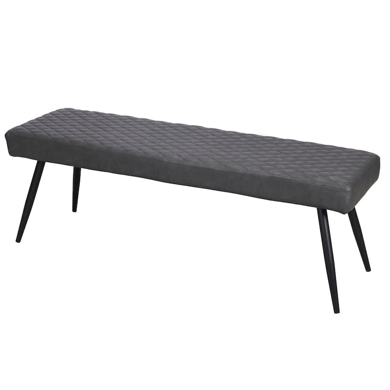 54 Dark Gray and Black Faux Leather Upholstered Dining Bench - 53.54' X '18.7' X '16.54