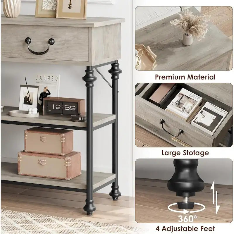 Console Tables with 2 Drawers, Storage Shelves