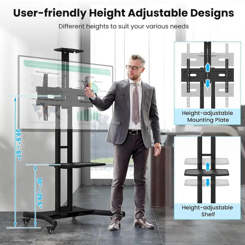 Mobile TV Stand for 32-82 LCD LED Flat Screen TVs up to 132