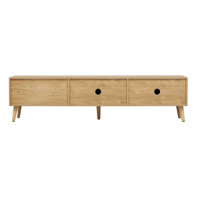 TV Stand for TVs up to 80 , Modern Media Console, Entertainment Center with Wood Legs, TV Cabinet for Living Room