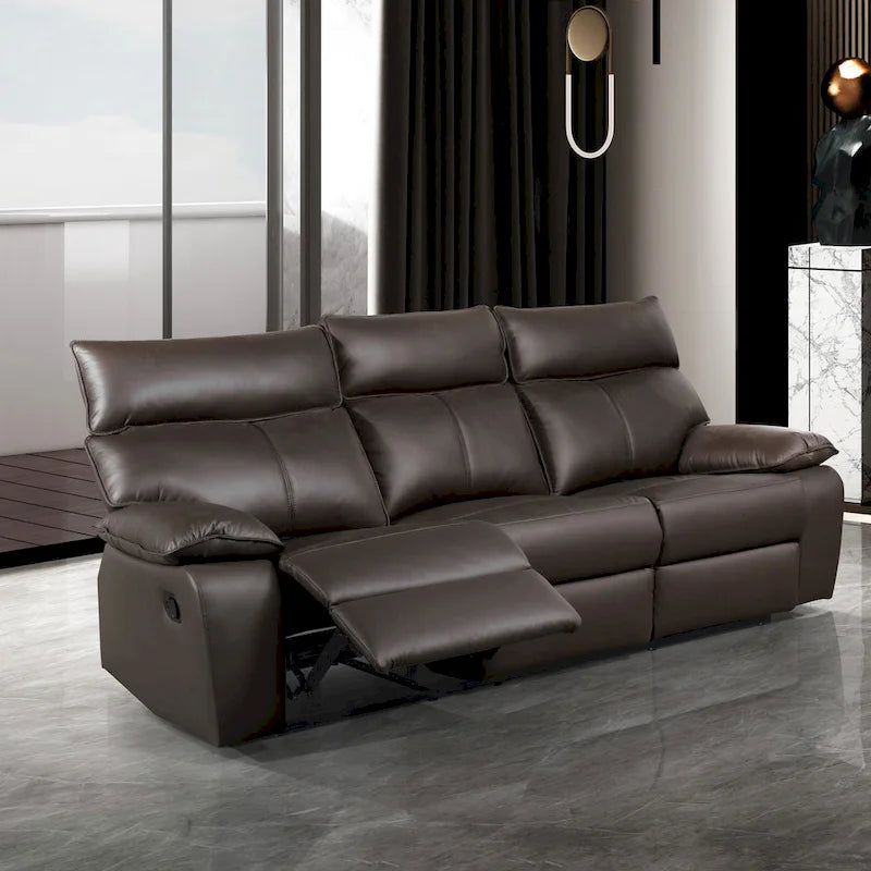 Modern 2-Piece Leather Match Reclining Sofa Set with FSC Certified Wood Frame
