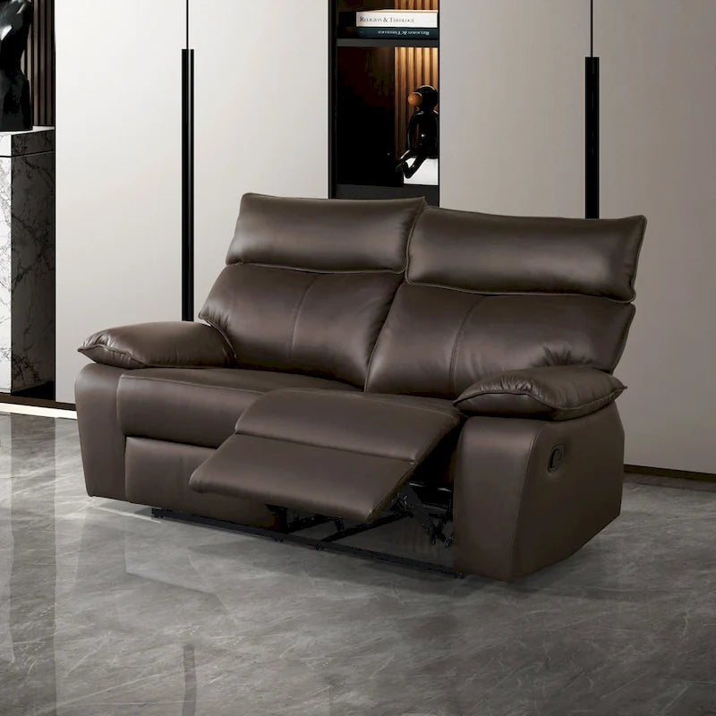 Modern 2-Piece Leather Match Reclining Sofa Set with FSC Certified Wood Frame