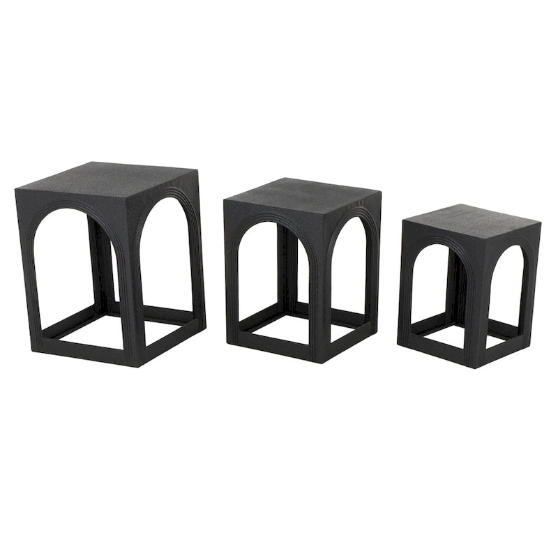 Metal Nested Side End Accent Table with Arched Cutouts - Set of 3 Black - 16W x 16L x 21H