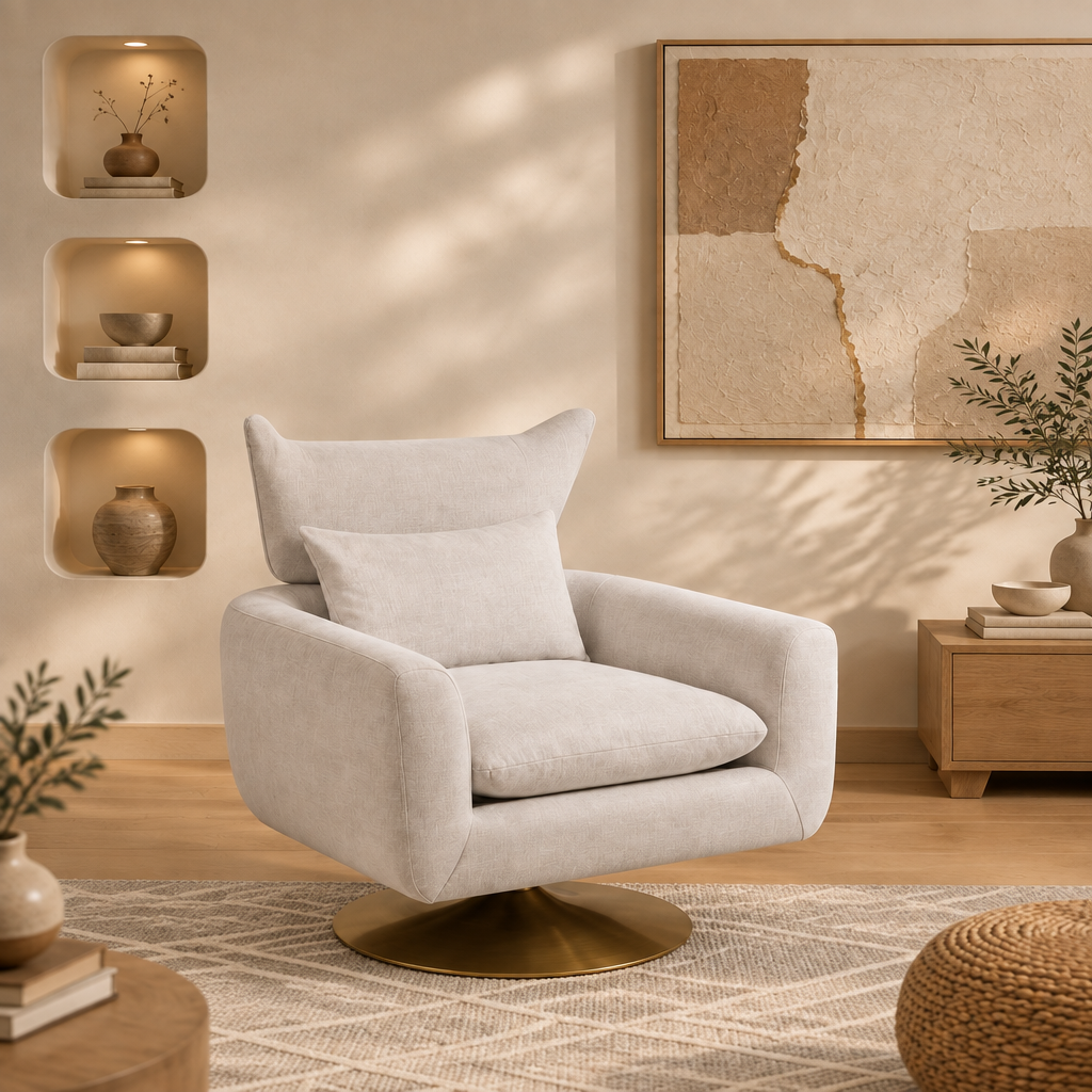 Klassischer Akzentstuhl im Mid-Century-Stil mit 360-Grad-Drehfunktion - 29.20 x 29.90 x 36.60