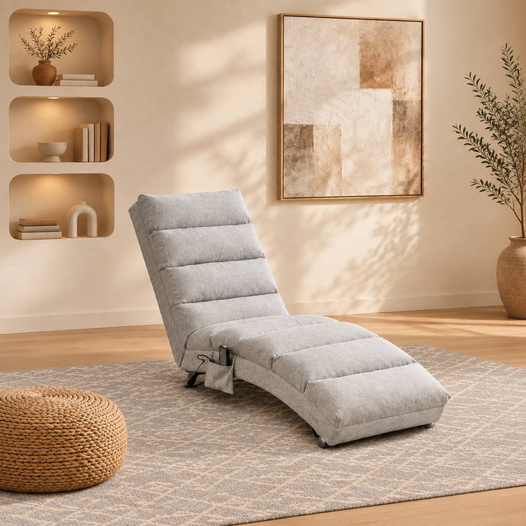 Chaiselongue aus Leinen für den Innenbereich, moderner langer Lounger für Büro oder Wohnzimmer