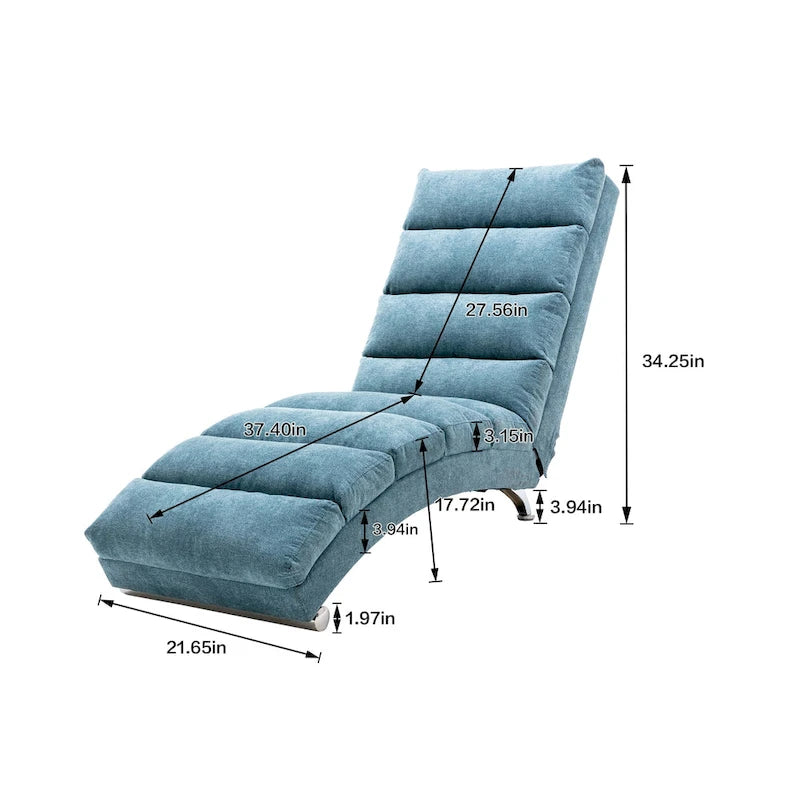 Linen Chaise Lounge Indoor Chair, Modern Long Lounger for Office or Living Room