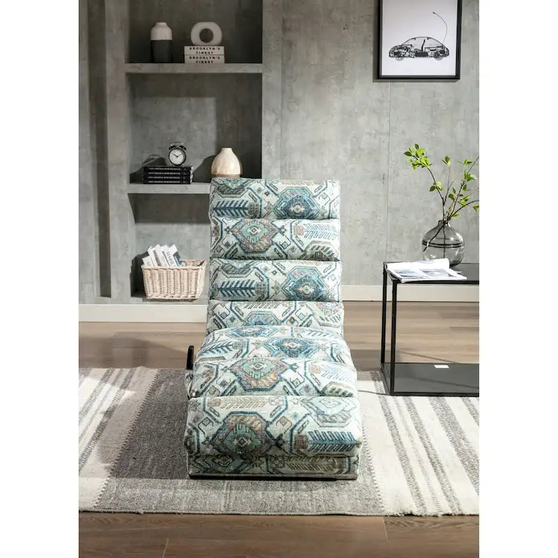 Linen Chaise Lounge Indoor Chair, Modern Long Lounger for Office or Living Room