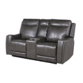 Power Top Grain Leather Reclining Loveseat with Console by