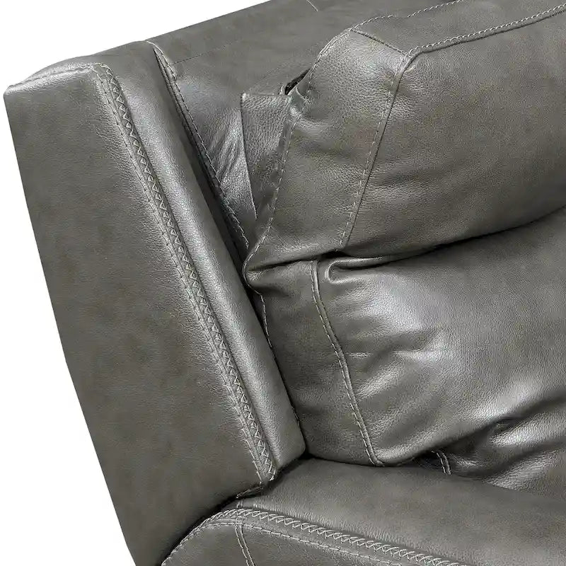 Power Top Grain Leather Reclining Loveseat with Console by