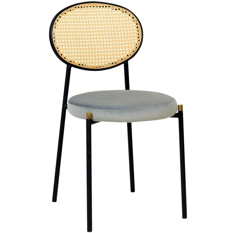 Set of 2 Modern Dining Chair with Wicker Back & Upholstered Velvet Seat for Home Office Living Room & Kitchen
