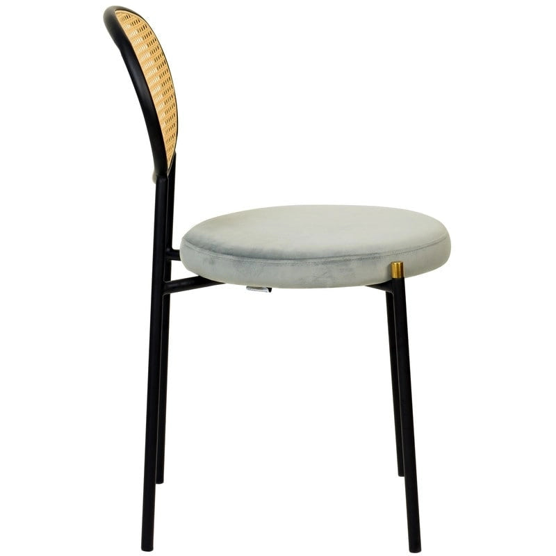 Set of 2 Modern Dining Chair with Wicker Back & Upholstered Velvet Seat for Home Office Living Room & Kitchen