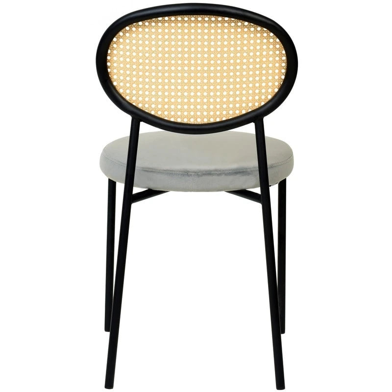 Set of 2 Modern Dining Chair with Wicker Back & Upholstered Velvet Seat for Home Office Living Room & Kitchen
