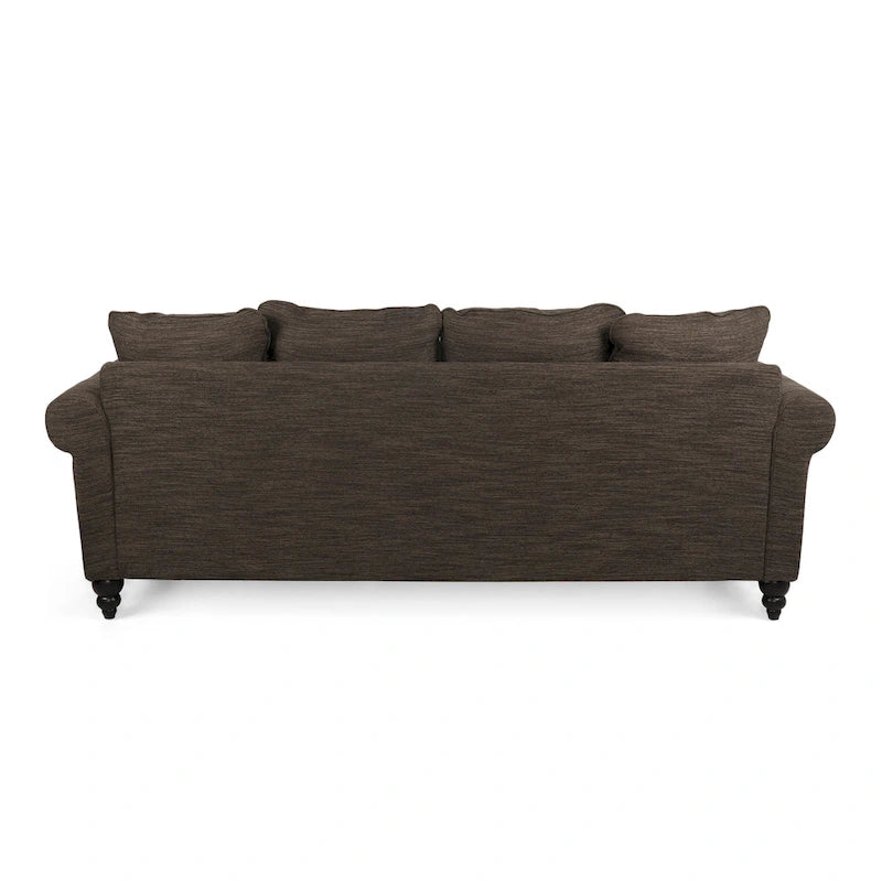 Fabric Pillowback 3 Seater Sofa with Nailhead Trim by