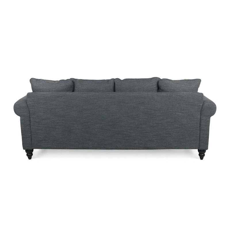 Fabric Pillowback 3 Seater Sofa with Nailhead Trim by