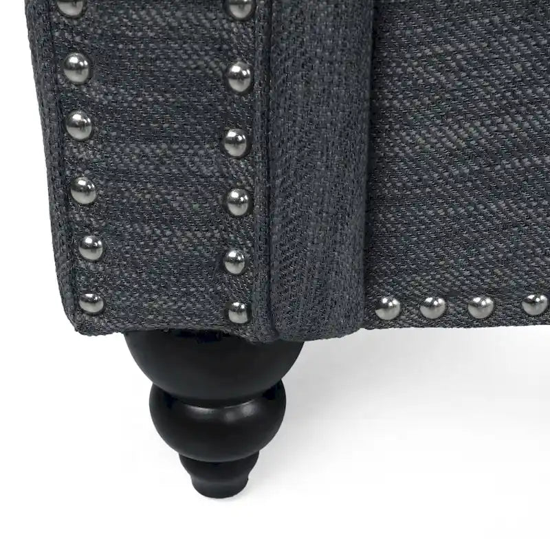 Fabric Pillowback 3 Seater Sofa with Nailhead Trim by