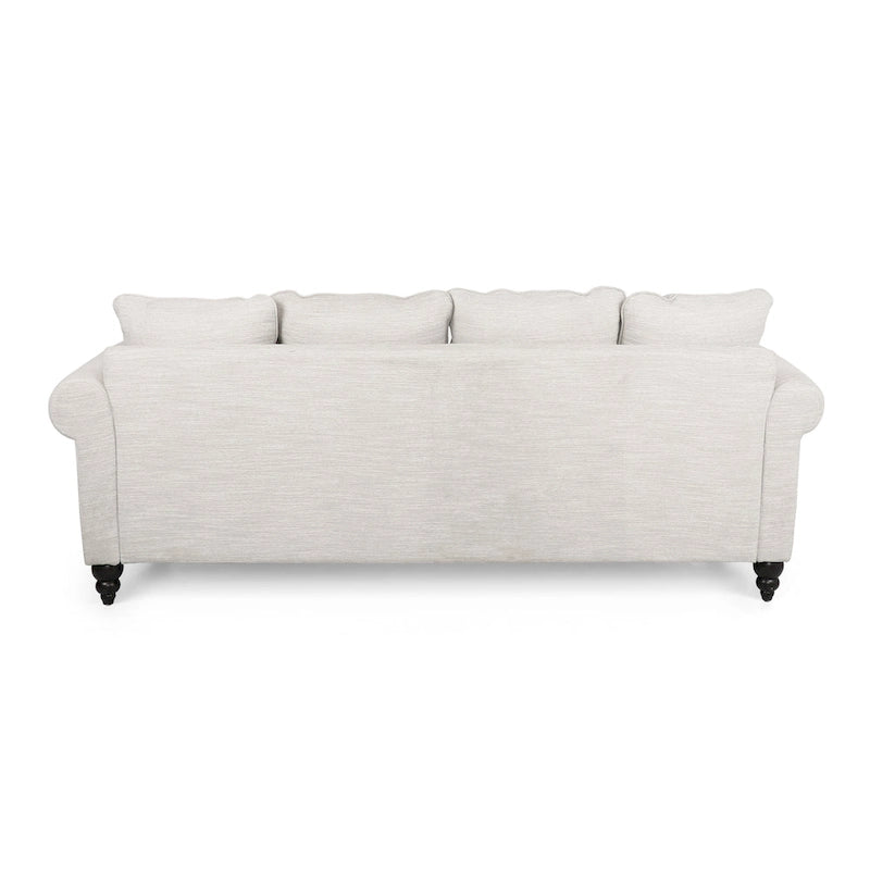 Fabric Pillowback 3 Seater Sofa with Nailhead Trim by