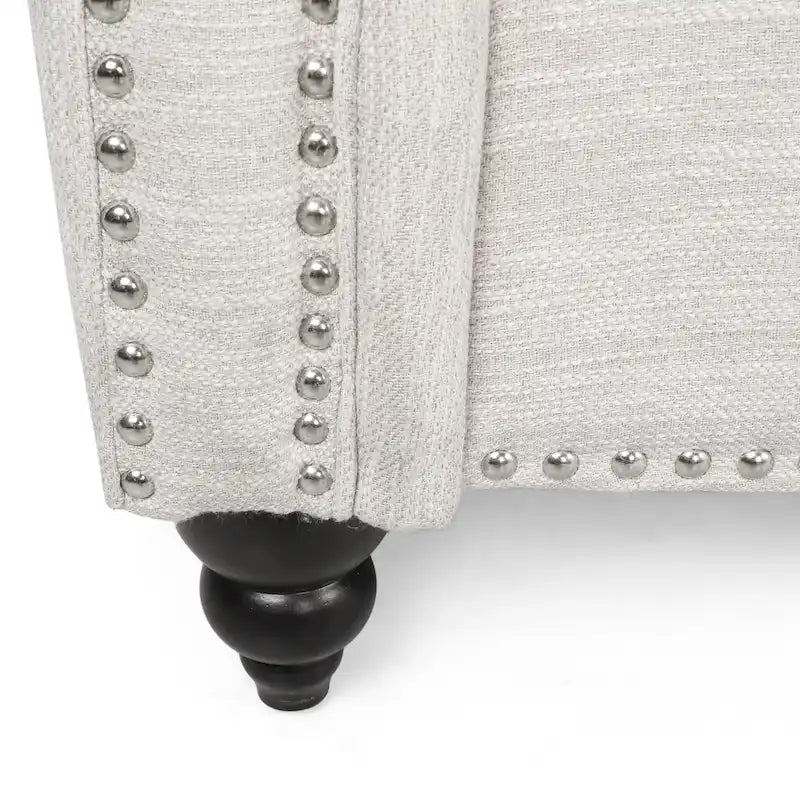Fabric Pillowback 3 Seater Sofa with Nailhead Trim by