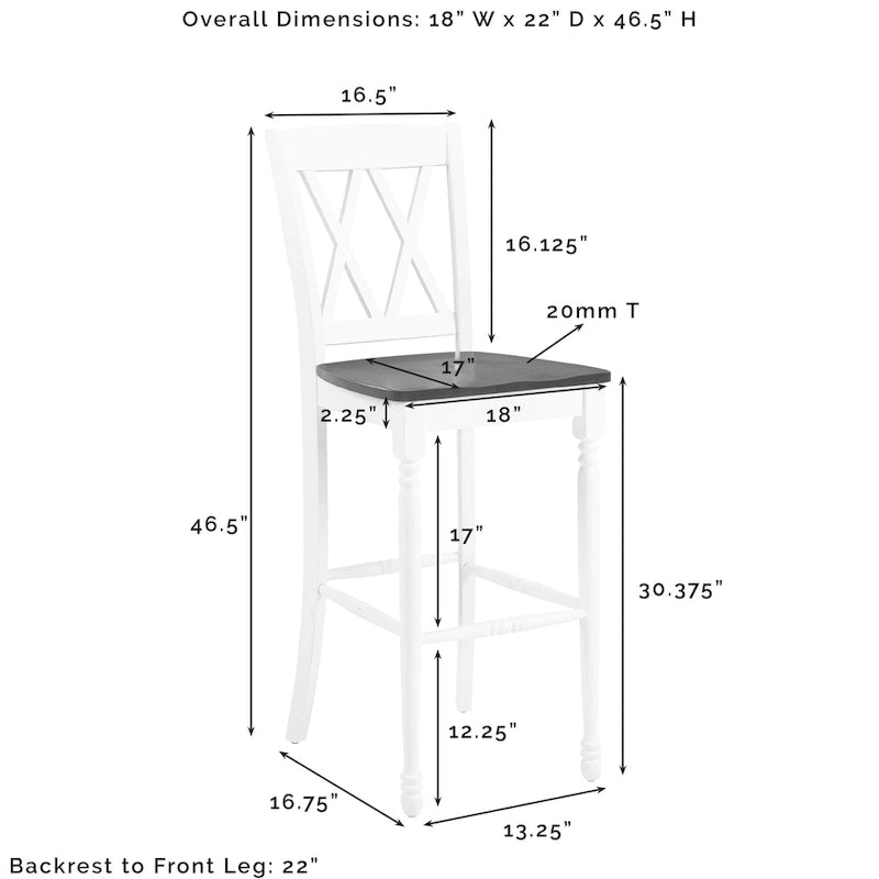 2Pc Bar Stool Set - 18 W x21.75 D x 46.5 H