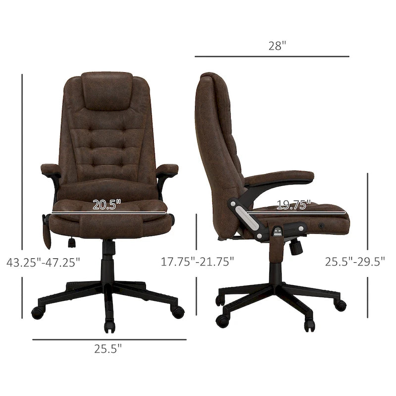 6 Point Vibrating Massage Office Chair with Heat, Microfiber High Back Executive Office Chair with Reclining Backrest