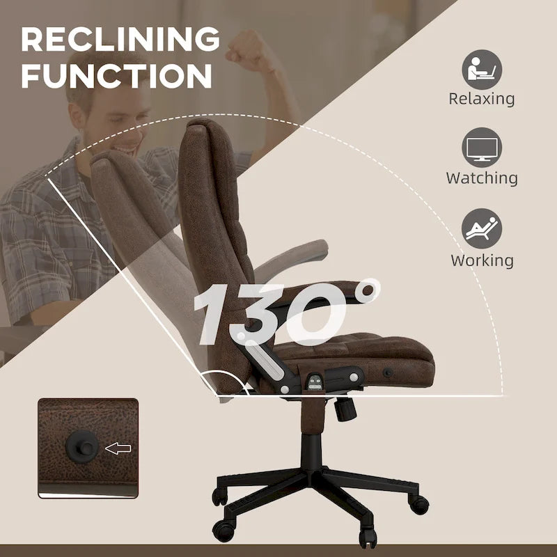 6 Point Vibrating Massage Office Chair with Heat, Microfiber High Back Executive Office Chair with Reclining Backrest
