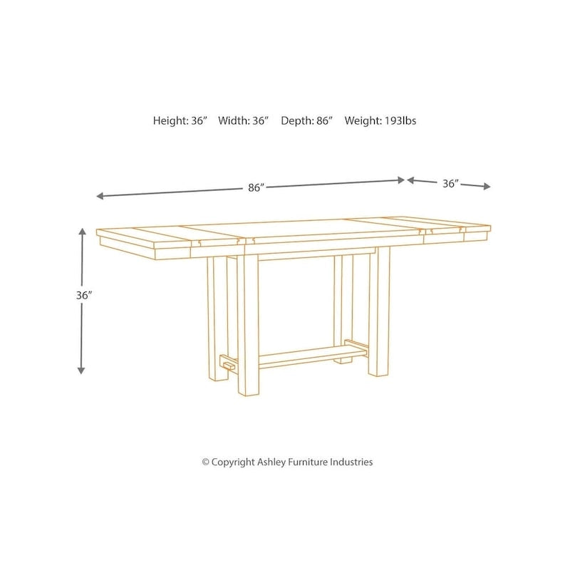 Counter Height Extension Table - Grayish Brown - 36 W x 86 D x 36 H
