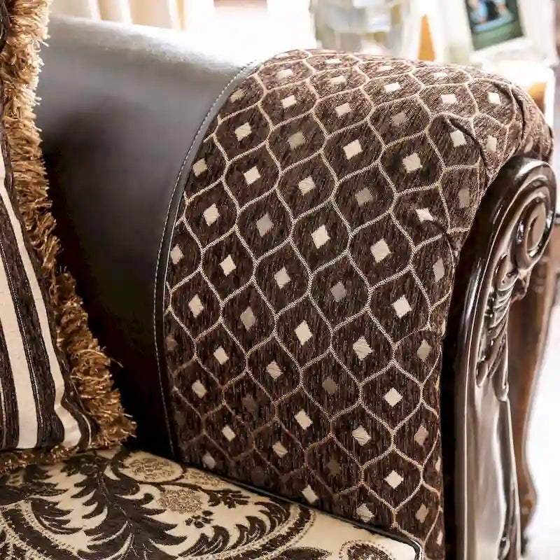 Traditional Faux Leather Tufted Loveseat by