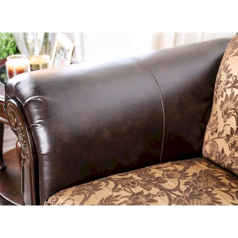 Traditional Faux Leather Tufted Loveseat by