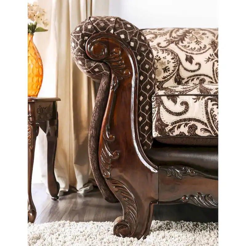 Traditional Faux Leather Tufted Loveseat by