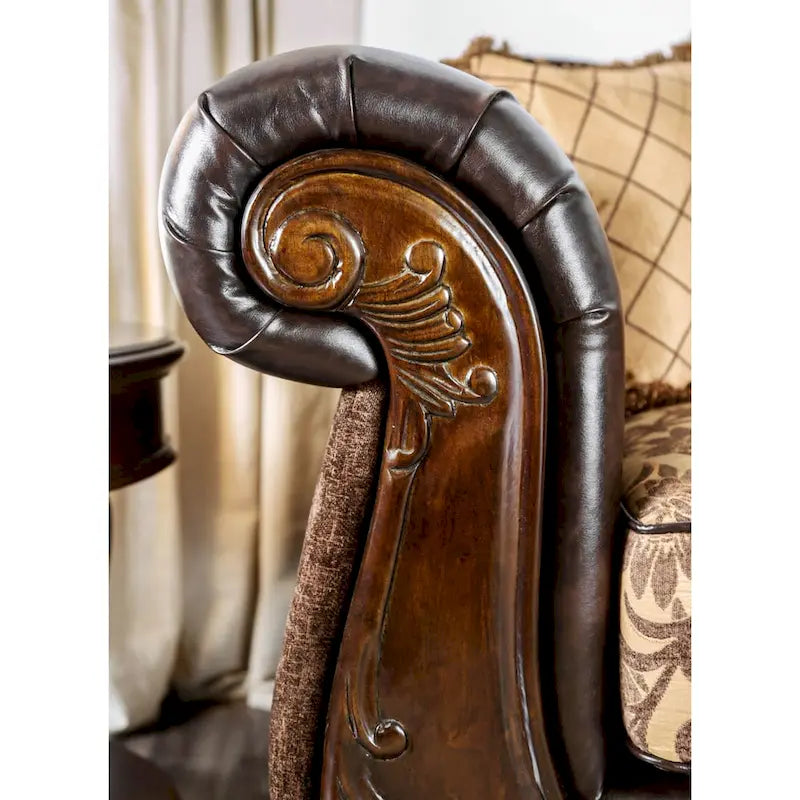 Traditional Faux Leather Tufted Loveseat by