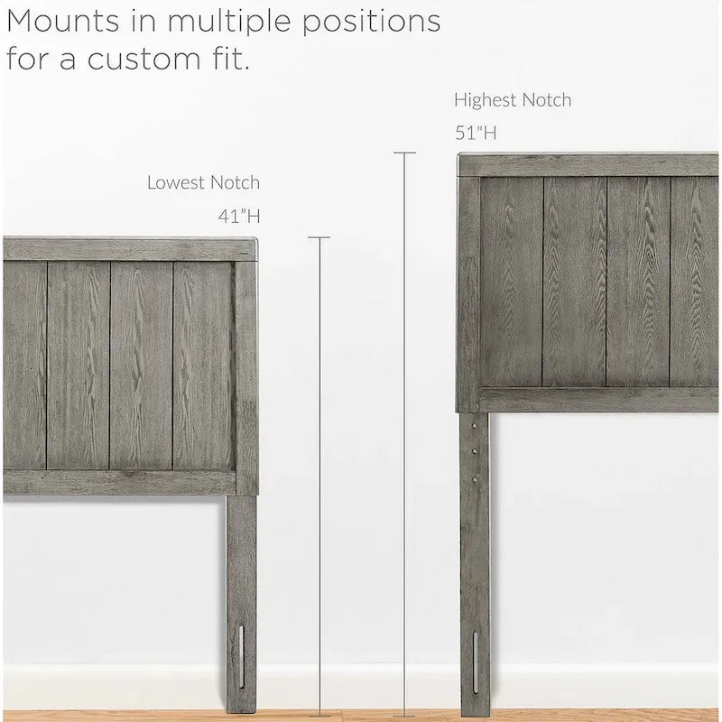 Country Style Queen Size Grey Wooden Headboard