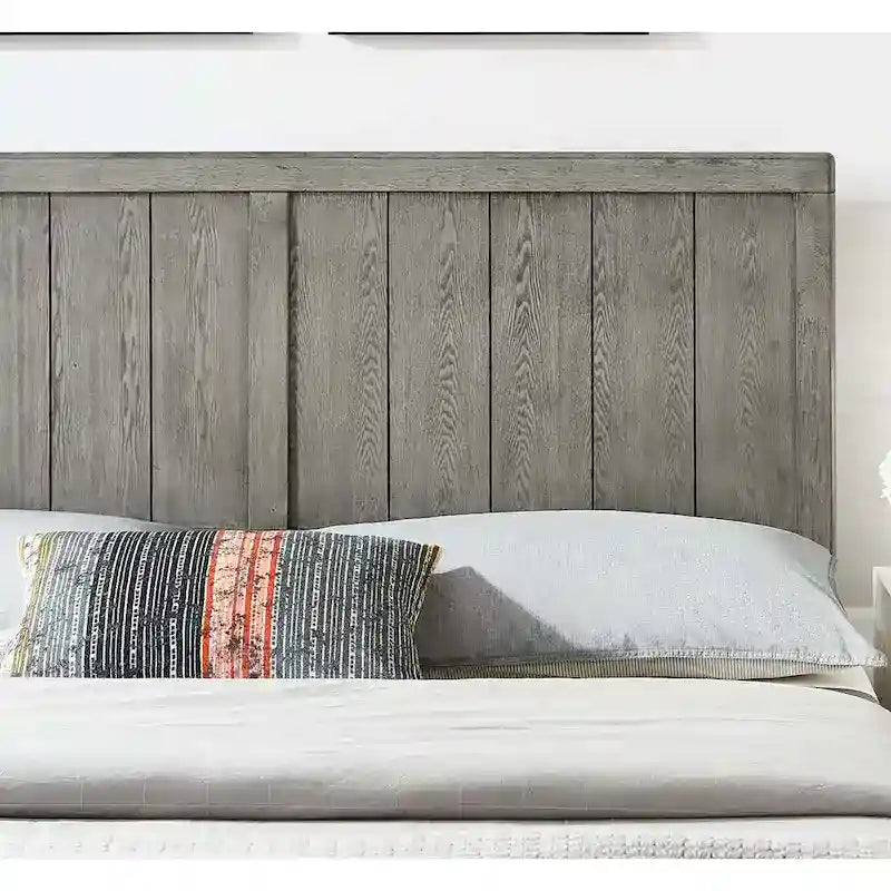 Country Style Queen Size Grey Wooden Headboard