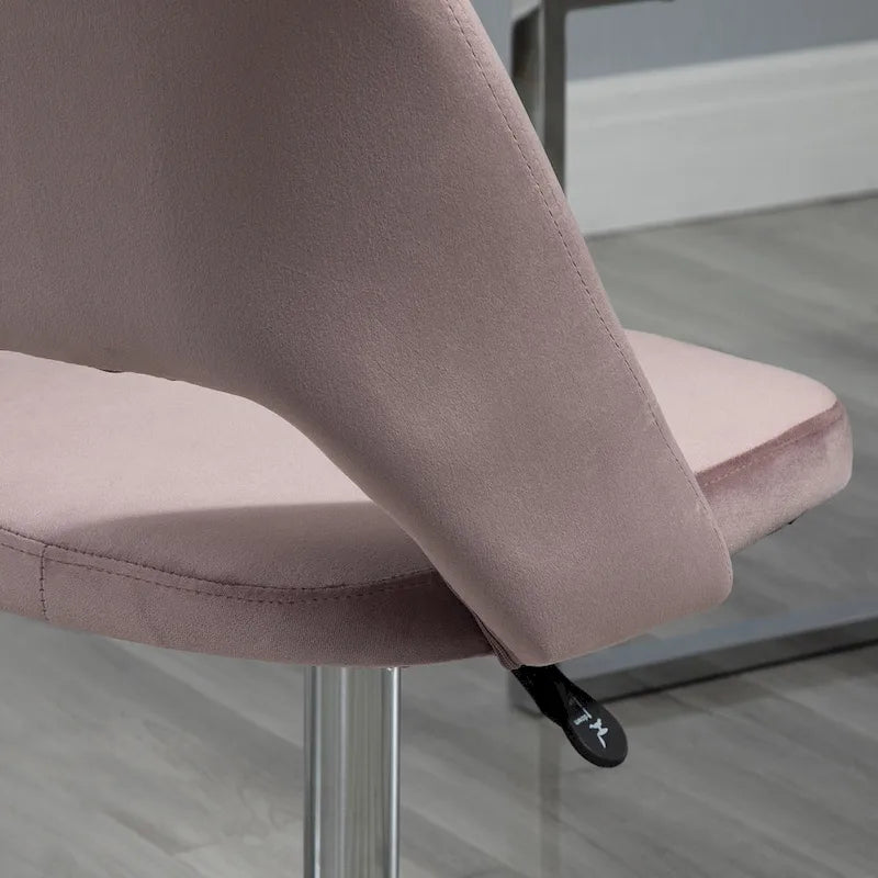 Modern Mid Back Office Chair with Velvet Fabric, Swivel Computer Armless Desk Chair