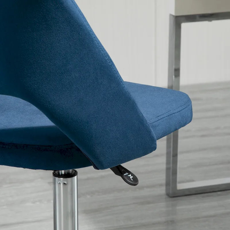 Modern Mid Back Office Chair with Velvet Fabric, Swivel Computer Armless Desk Chair