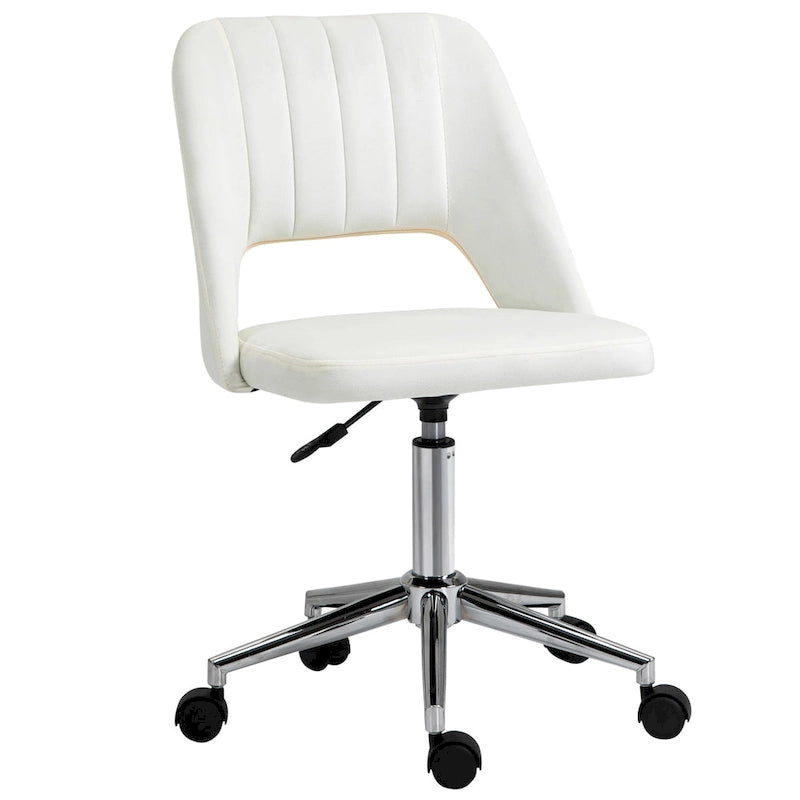 Modern Mid Back Office Chair with Velvet Fabric, Swivel Computer Armless Desk Chair