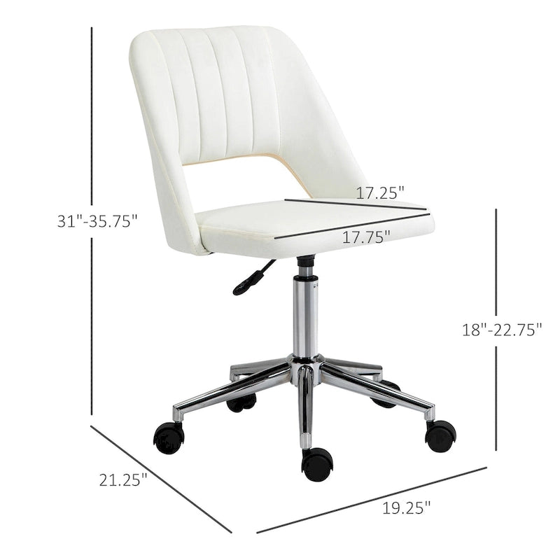 Modern Mid Back Office Chair with Velvet Fabric, Swivel Computer Armless Desk Chair