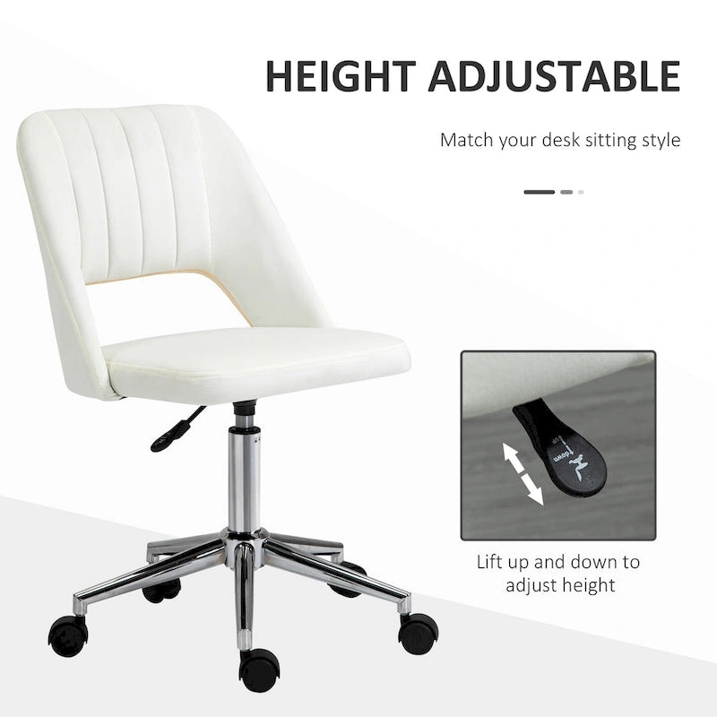Modern Mid Back Office Chair with Velvet Fabric, Swivel Computer Armless Desk Chair