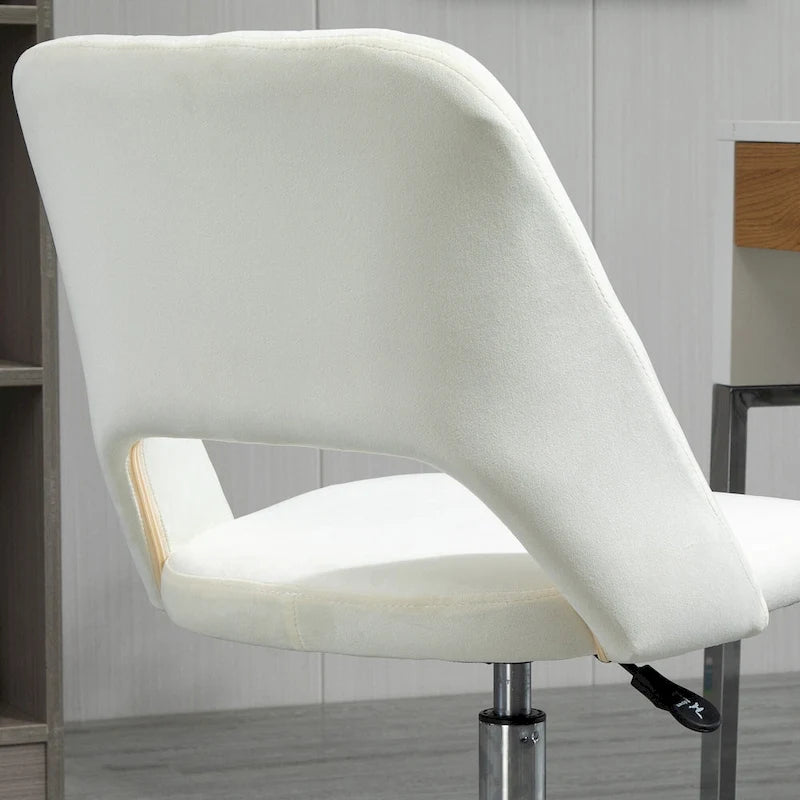 Modern Mid Back Office Chair with Velvet Fabric, Swivel Computer Armless Desk Chair