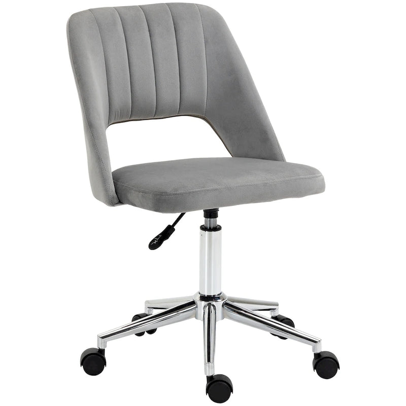 Modern Mid Back Office Chair with Velvet Fabric, Swivel Computer Armless Desk Chair