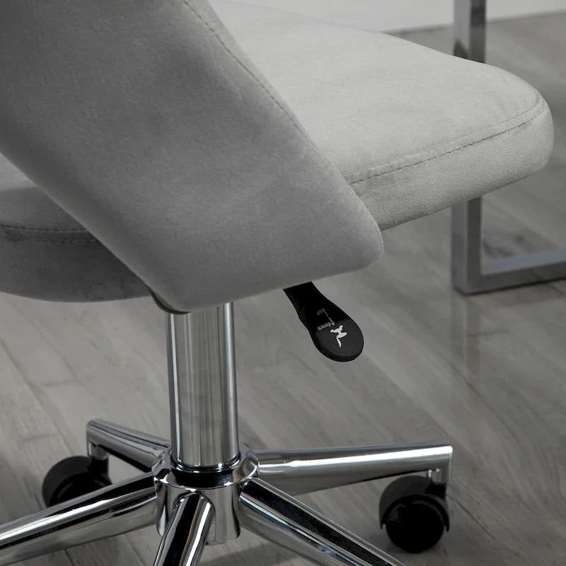 Modern Mid Back Office Chair with Velvet Fabric, Swivel Computer Armless Desk Chair