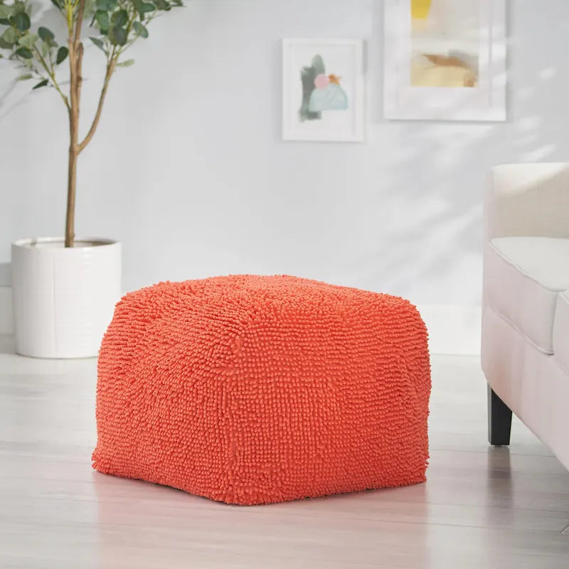 Modern Microfiber Chenille Pouf by