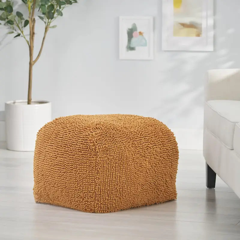Modern Microfiber Chenille Pouf by