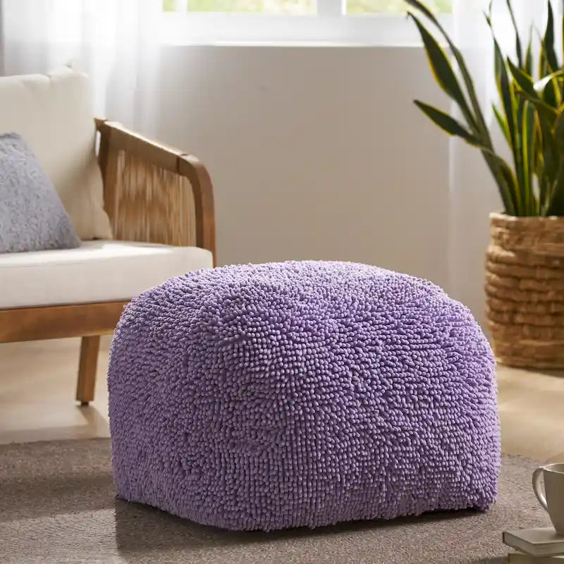 Modern Microfiber Chenille Pouf by
