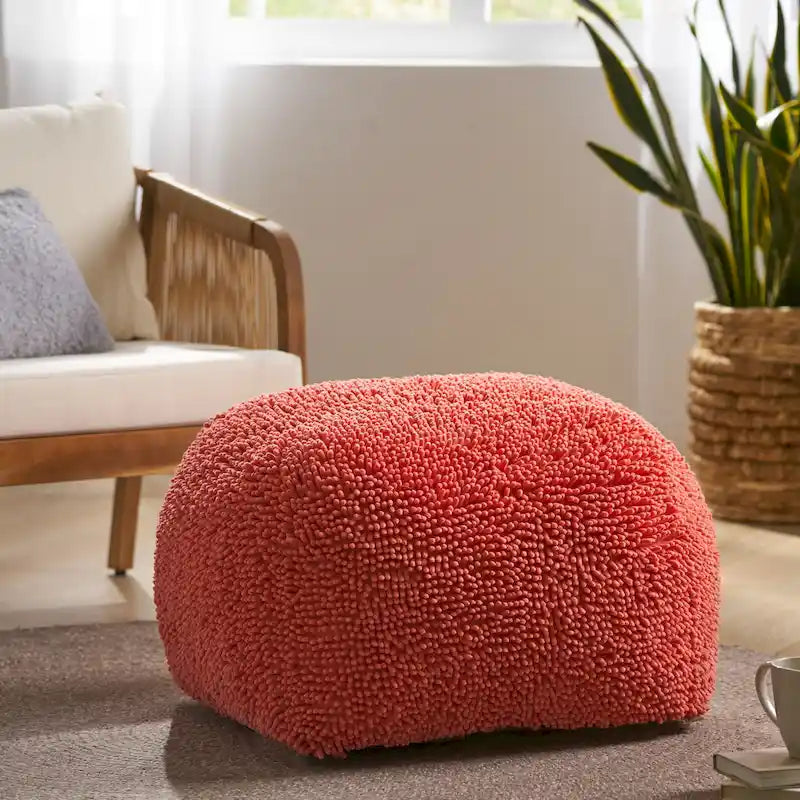 Modern Microfiber Chenille Pouf by