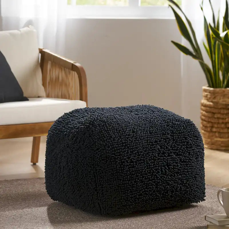 Modern Microfiber Chenille Pouf by