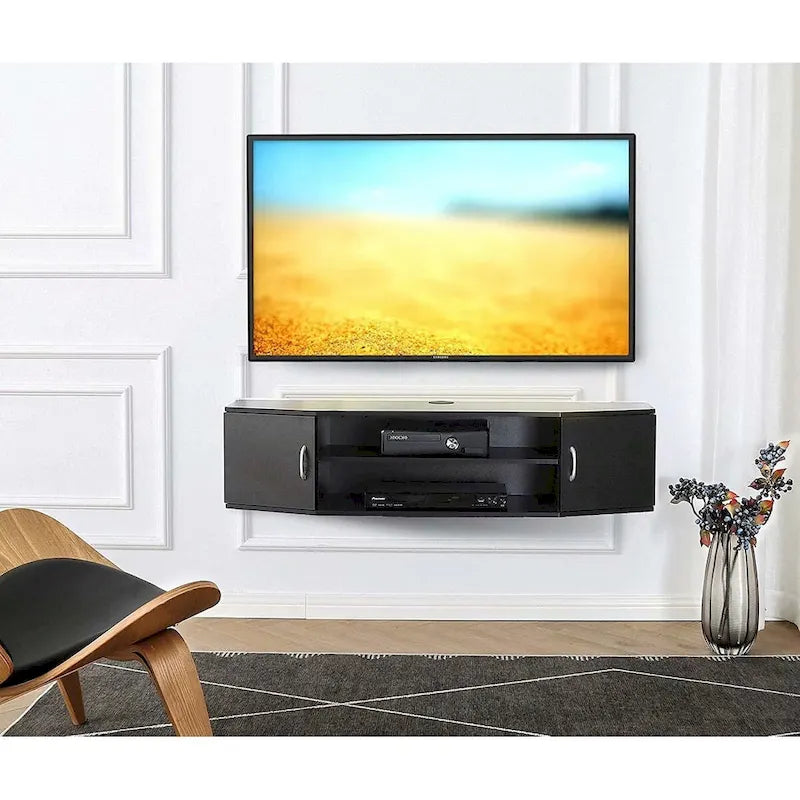 Wall Mounted TV Media Console Floating Desk Storage Hutch - 43.3